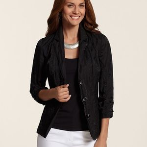 Chico’s Kennedy II Wrinkle Jacket, Sheen & Ruched